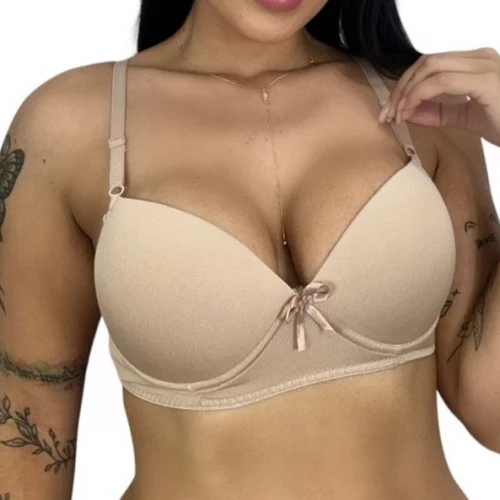 Sutiã Básico com Bojo Cor Lisa Lingerie Feminina Sutia Bojo Dia a Dia Confortável Revenda Barato