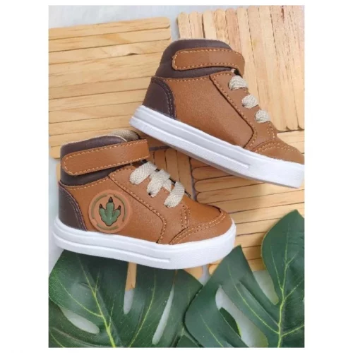 Tênis infantil menino dino com cano alto botinha calçado para bebê masculino dinossauro