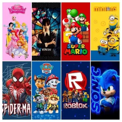 Toalha de Banho Grande Infantil Juvenil Estampada Desenhos