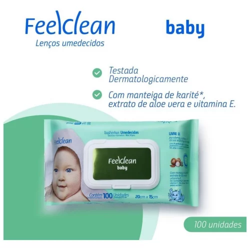 Toalha Umedecida FeelClean Baby 100 unidades