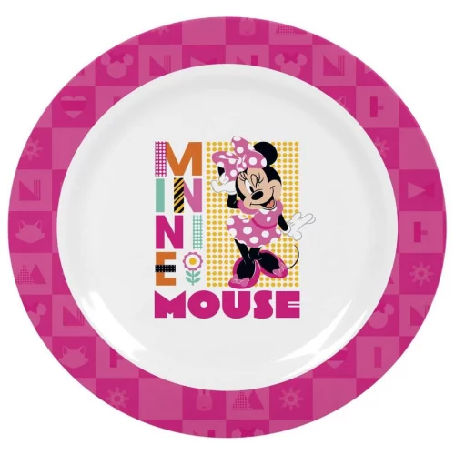 Tuut, Linha Disney, Prato Fundo de Melamine, Minnie, Rosa, 22cm