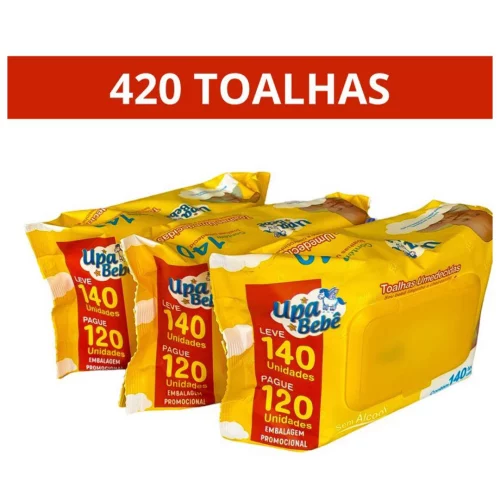 420 Toalhas Umedecidas/3 Pacotes