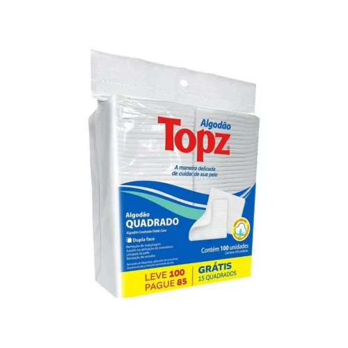 Algodão Quadrado Dupla Face Topz 100 unidades