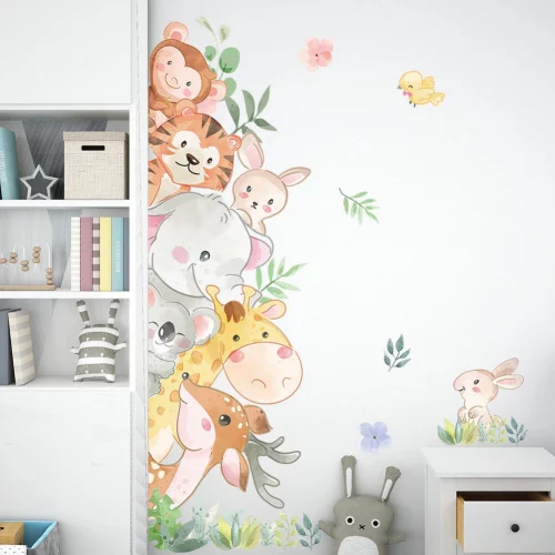 Autocolantes Removíveis para Decoração do Quarto de Bebê do Elefante Girafa Animal, Quarto de Bebê do Jardim de Infância