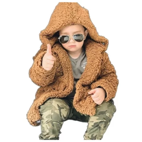 Blusa de Frio Menino e Menina Infantil Pelinho com Capuz TOUCA Tedy Casaco Teddy Ted Roupa de Frio Conjunto Quentinho