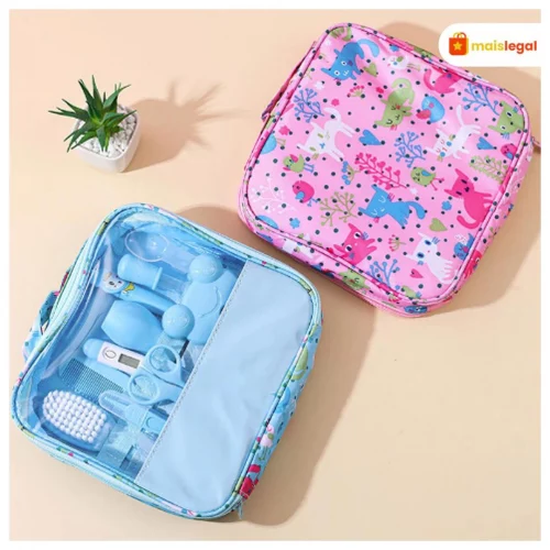 Bolsa Com Kit Para Cuidados De Higiene E Saúde Do Seu Bebê Com 13 Peças Contém TermômetroCortador E Outros Produtos