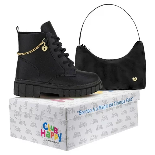 Bota Infantil Menina Coturno Infantil Feminina Maravilhosa Com Bolsinha