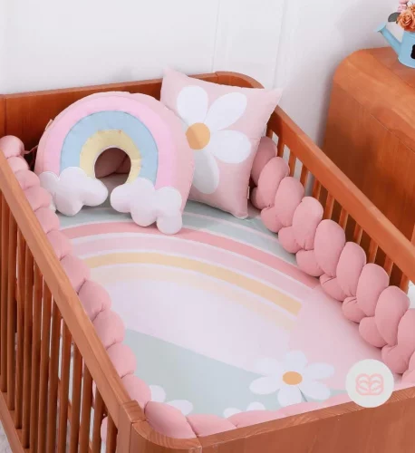 Brubrelel Baby Kit Berço Americano Carinho 04 Peças Menina Baby Bordado Luxo