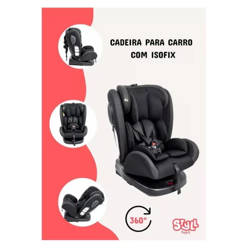 Cadeira Auto Styll Baby 360 Isofix 0 à 36kg, 4 Posições - Preto