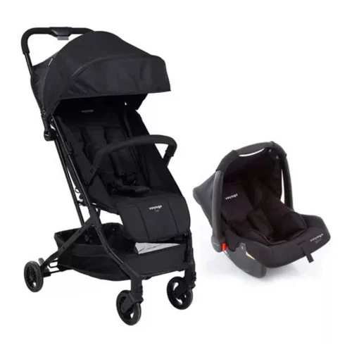 Carrinho De Bebê + Bebê Conforto Voyage Yupi Duo 0 a 15kg,  Preto