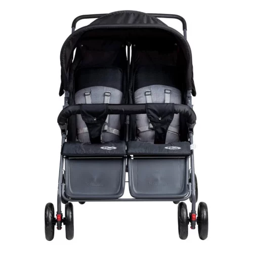 Carrinho de Bebê Gêmeos Reclinável 5 Posições - Hércules, Preto