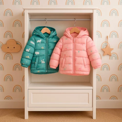 Casaco De Inverno Infantil Grosso De Algodão Estampado