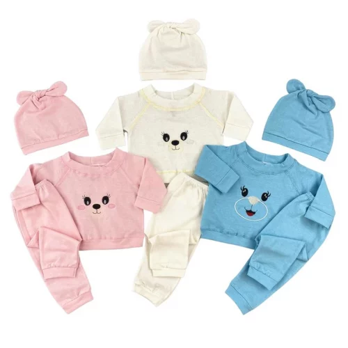 Conjunto Para Bebê 3 Peças Com Gorro e Mijão