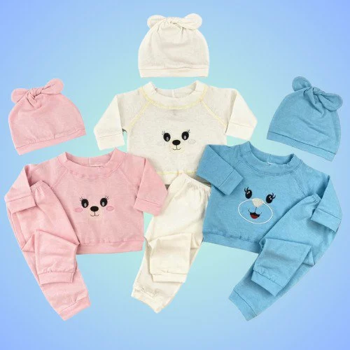 Conjunto Para Bebê 3 Peças Com Gorro e Mijão