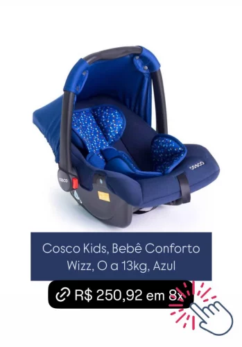 Cosco Kids, Bebê Conforto Wizz, 0 a 13kg, Azul