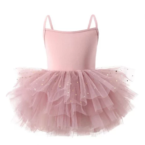 Crianças vestido de balé estrela impresso gaze vestido de princesa 2025 novo estilo estilingue traje de desempenho de um