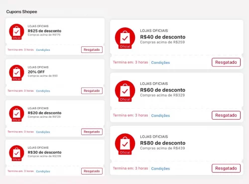 Cupons Shopee Lojas Oficial atualizados