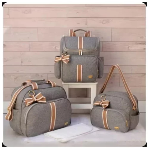 Dê uma olhada em KIt Bolsas Maternidade Mochila Térmica Unissex Cinza/caramelo