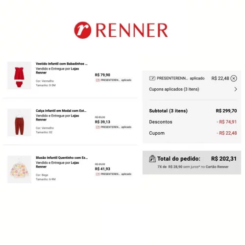 Desconto Progressivo Renner + Cupom extra