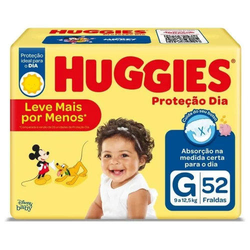 Fralda Huggies Proteção Dia G 52 unidades