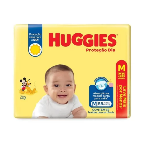 Fralda Huggies Proteção Dia M 58 unidades