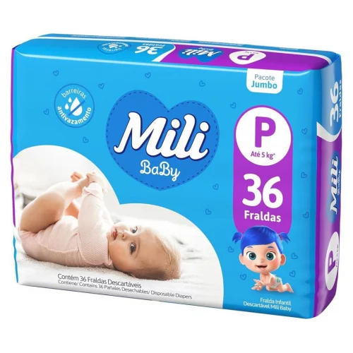 Fralda Mili Baby Jumbo P - 36 Unidades