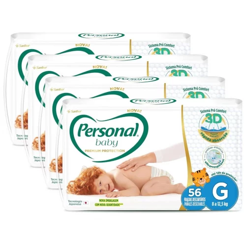 Fralda Personal Premium Protection G, 4 pacotes com 56 unidades cada