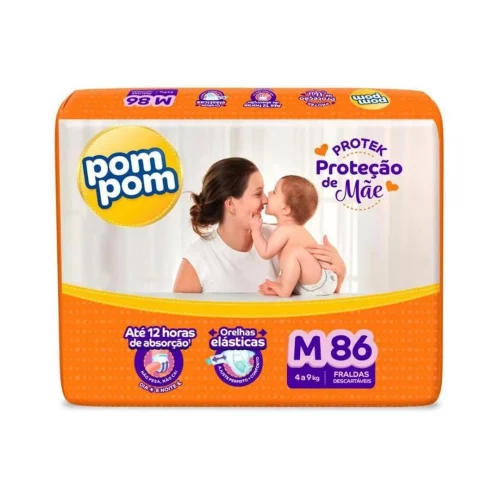 Fralda Pom Pom Protek Proteção De Mãe M 86 unidades