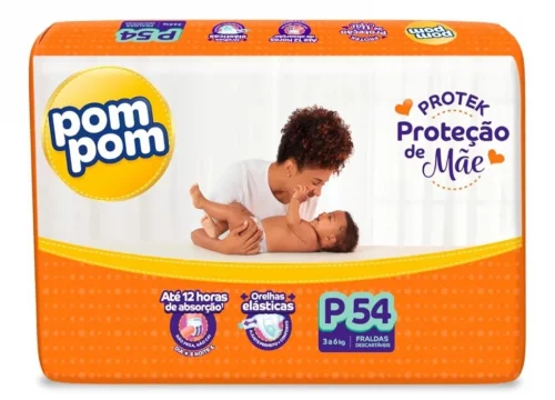 Fralda Pom Pom Protek Proteção de Mãe Mega P 54 Unidades
