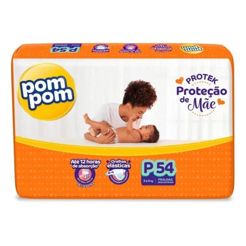 Fralda Pom Pom Protek Proteção de Mãe Mega P 54 Unidades