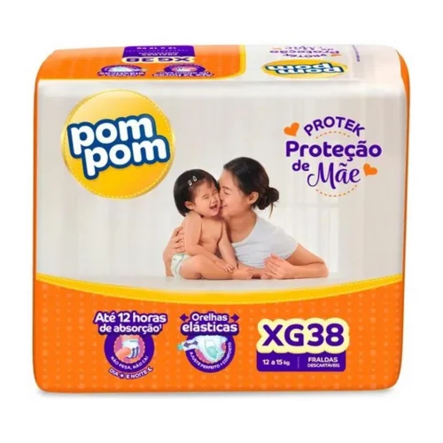 Fralda Protek Proteção De Mãe Mega Xg Sem gênero 38 Unidades Pom Pom