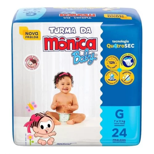 Fralda Turma da Mônica Baby Jumbo G 24 Unidades