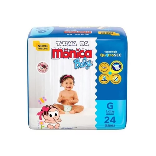 Fralda Turma da Mônica Baby Jumbo G 24 Unidades