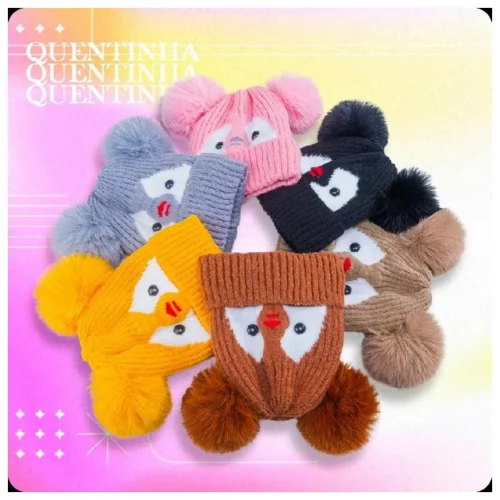 Gorro Touca Infantil Menino Menina Tricotado Quente Fashion Para 1 a 3 anos