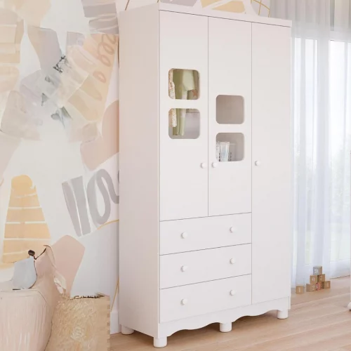 Guarda Roupa infantil Uli 3 Portas e 3 Gavetas 100% MDF