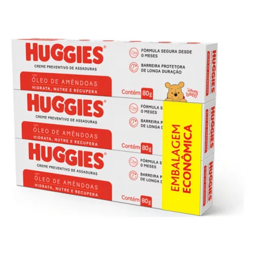 Huggies Creme Preventivo Assaduras Pele Protegida C/3 De 80g