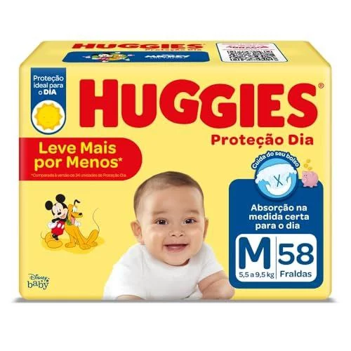 Huggies Fralda Proteção Dia Tam. M - 58 fraldas