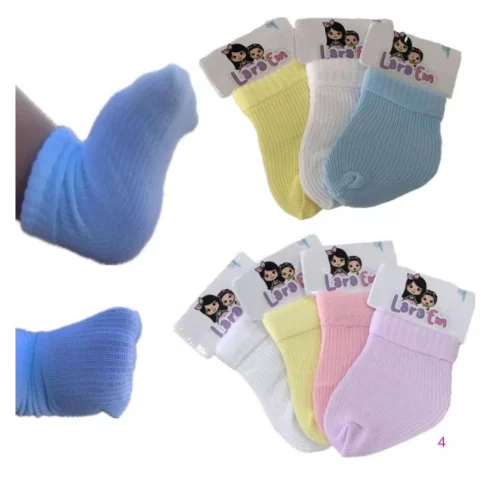 Kit 12 Pares de Meias para Bebê Recém Nascido - saída de maternidade Sortidas - 0 a 06 meses