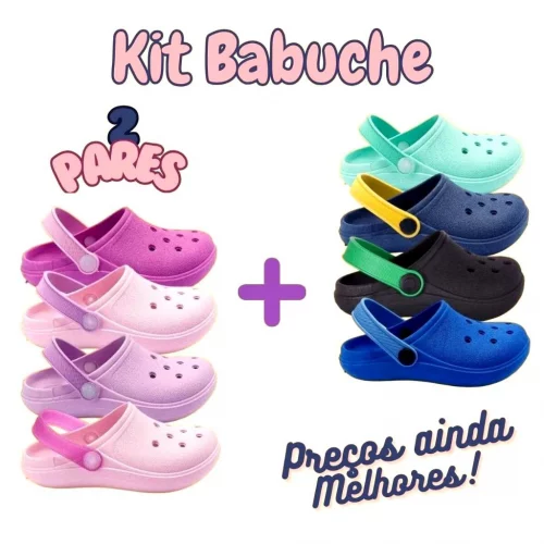 Kit 2 Babuche Infantil Chinelo Masculino Menino Menina Sandália Feminina Confortável Macio Correia