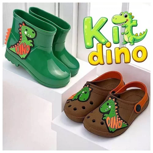 Kit 2 Pares Bota Galocha Infantil Menino e Sandália Babuche