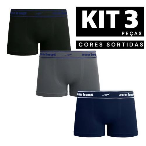 Kit 3 Cueca Boxer Infantil Lisa Menino