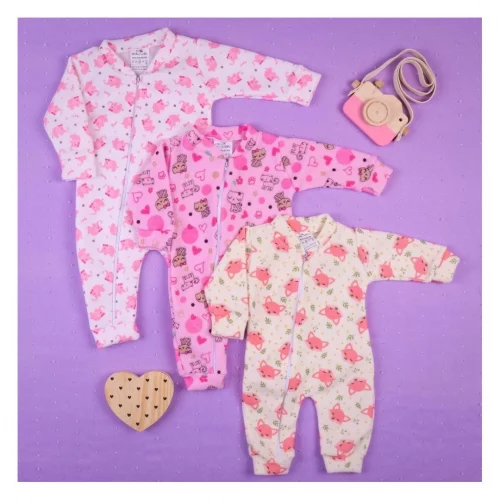 Kit 3 Macacao para bebe Feminino menina em Soft dia a dia confortavel