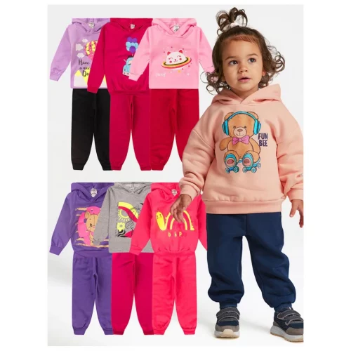 Kit 4 Peças Moletom Com Capuz Conjunto Infantil Menina Inverno Feminino Pronta Entrega