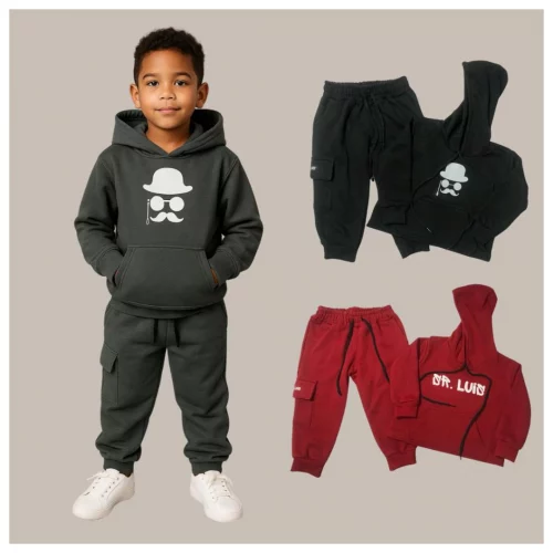 Kit 4 peças sortido conjunto infantil moletom flanelado inverno Ou 2 peças moletom menino frio tendencia