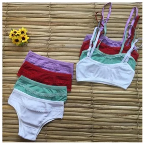 KIT 5 Conjunto Infantil Canelado Top e Calcinha em Algodão Infanto Juvenil Moda Intima