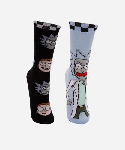 kit de 2 meias juvenis rick and morty colorida