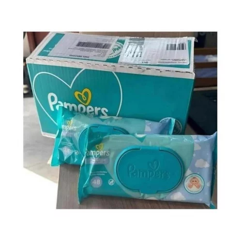 Kit Pampers Lenços Umedecidos Cuidado de Bebê 576 Unidades (12 pacotes com 48 un cada)
