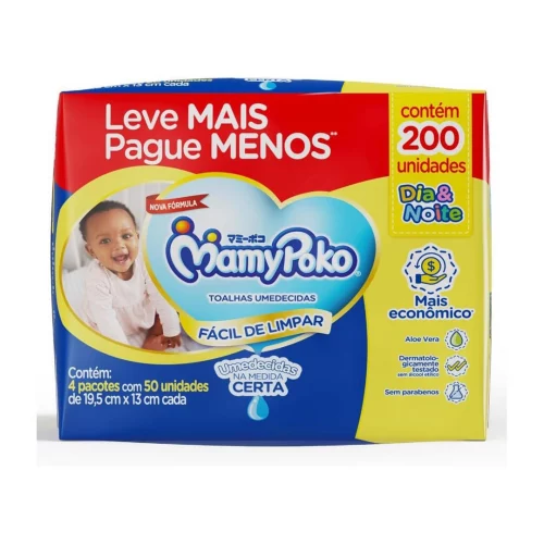 Lenço Umedecido Mamypoko Dia&Noite 200 unidades