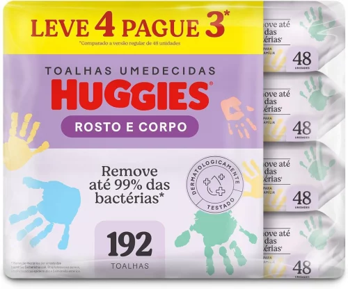 Lenços Umedecidos Huggies One & Done 4 pacotes com 48 unidades cada