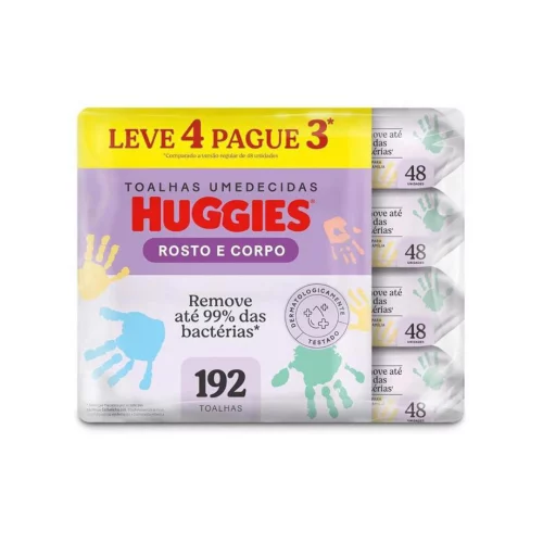 Lenços Umedecidos Huggies One & Done Leve 4 Pague 3 - 192 unidades, Huggies, Verde, pacote de 4
